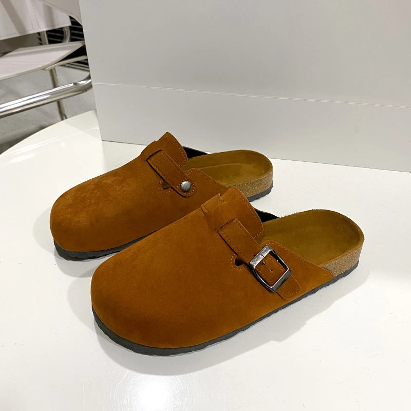 Unisex Suede Mules, Cork Insole Clogs with Arch Support
