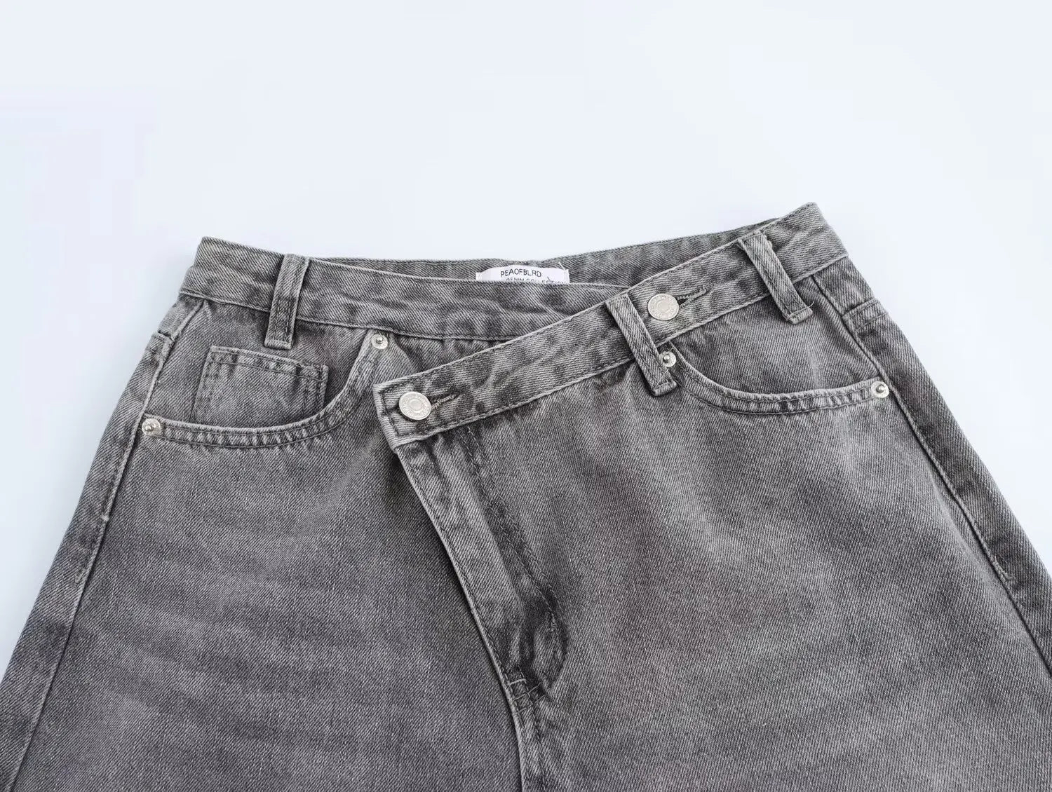 Women’s Asymmetric Denim Trousers – High Waist Wide Leg Jeans 2025