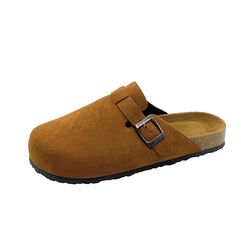Unisex Suede Mules, Cork Insole Clogs with Arch Support