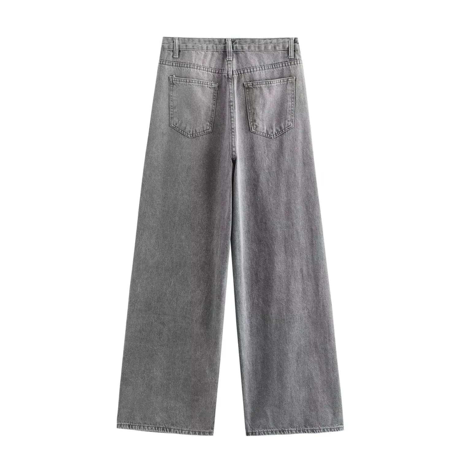Women’s Asymmetric Denim Trousers – High Waist Wide Leg Jeans 2025