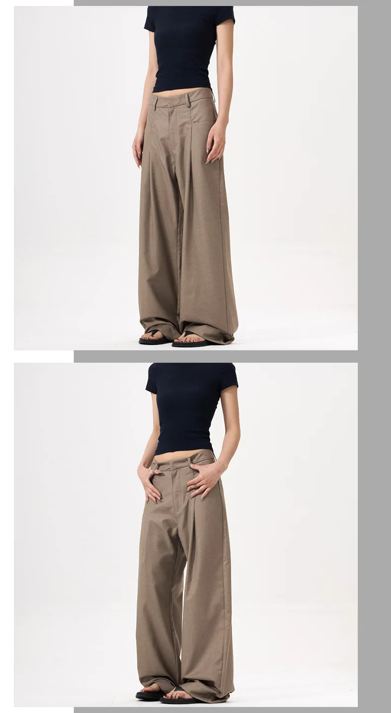 Unisex Pleated Wide-Leg Pants – Loose Draped Casual Trousers