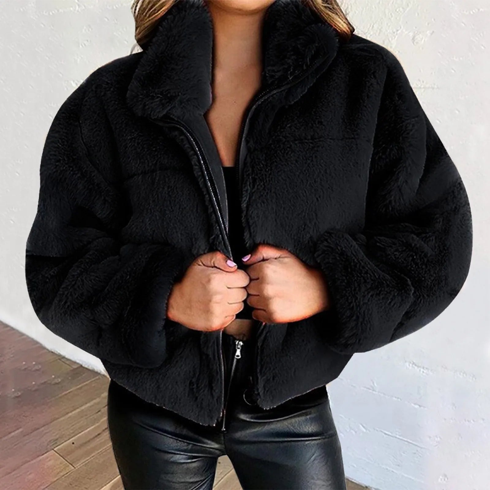 Women’s Faux Fur Coat – Plush Oversized Winter Jacket