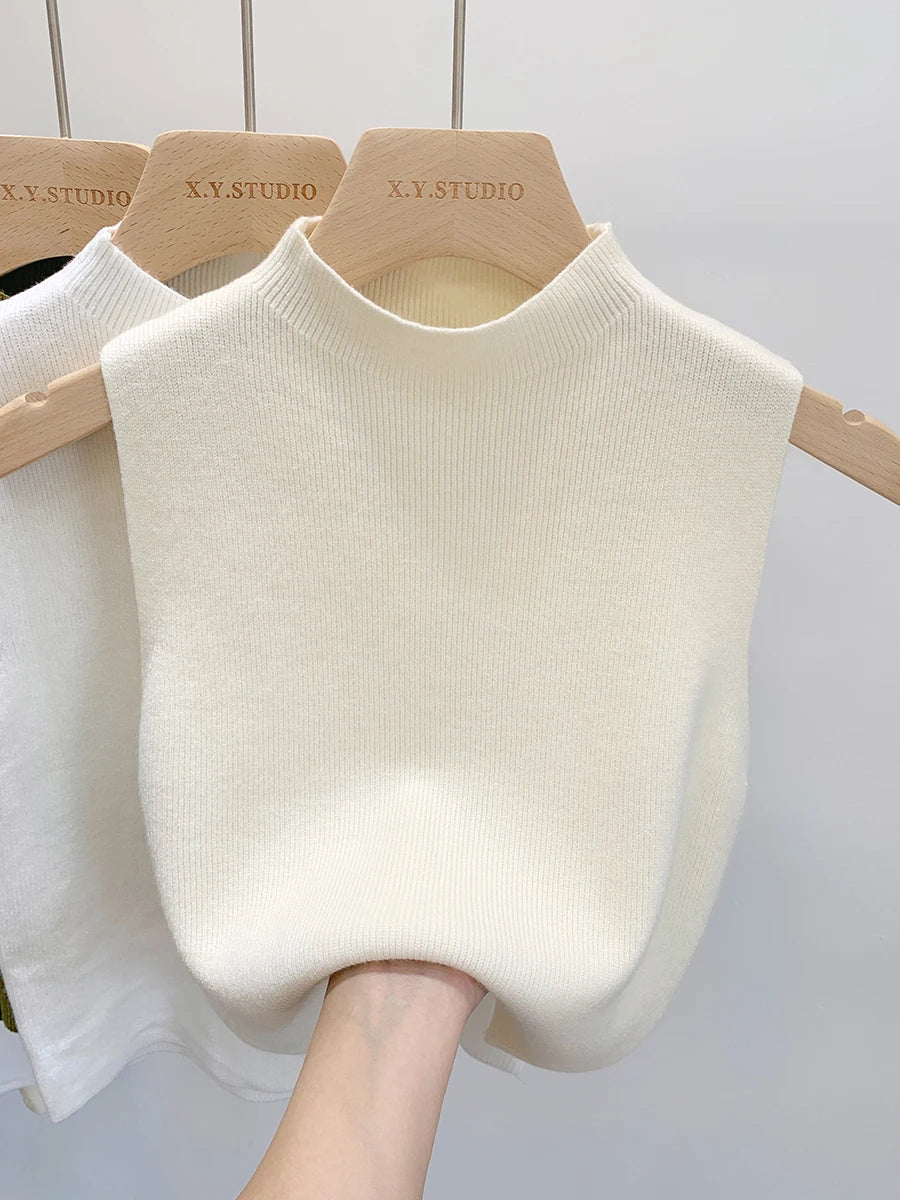 Women’s Knitted Tank Top – Sleeveless Slim Fit Sweater