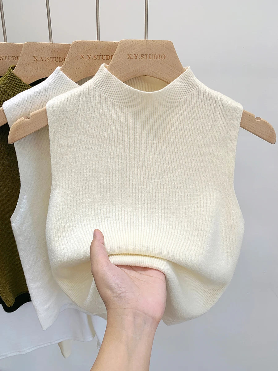 Women’s Knitted Tank Top – Sleeveless Slim Fit Sweater